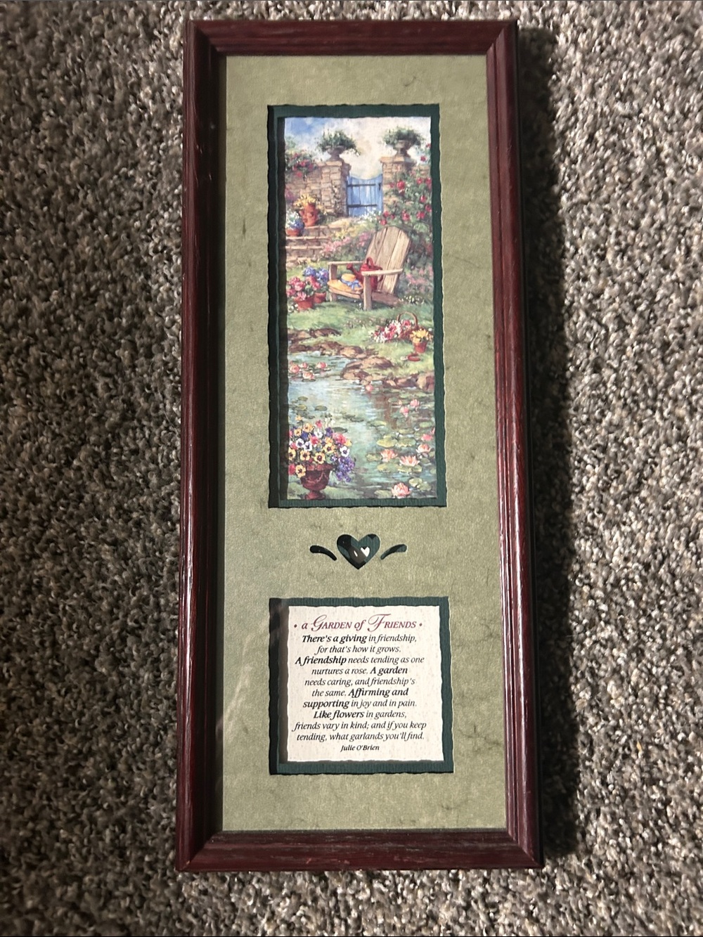 Framed Garden Scene Wall Art in Green and Brown